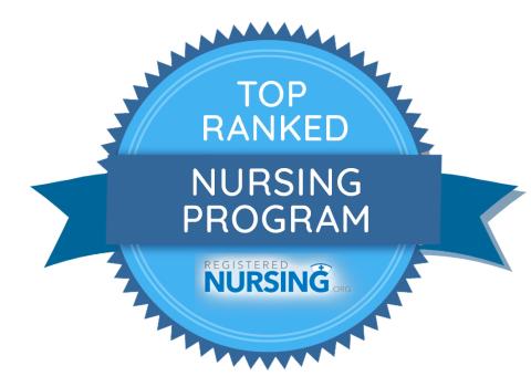 Blue badge reading "Top Ranked Nursing Program"