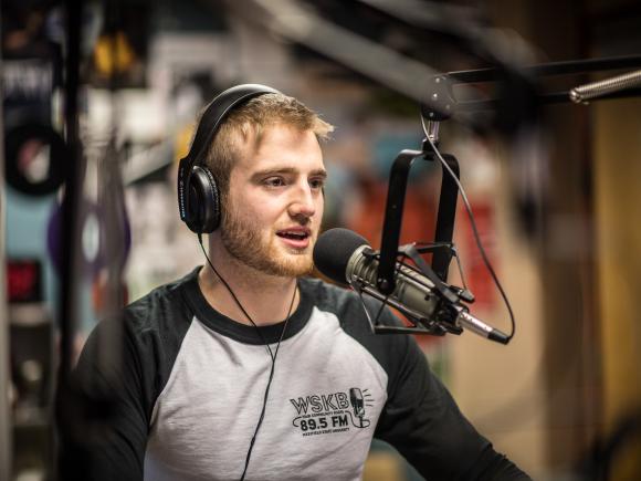 Student in the WSKB Radio Station.