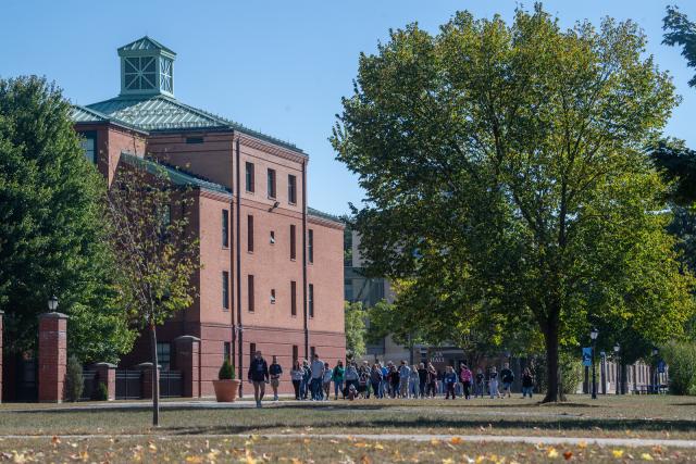 Fall Open House at Westfield State with prospective students and families on a guided campus tour.