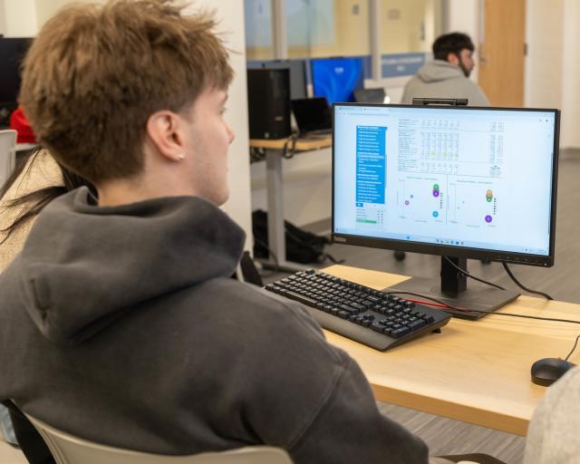 Student working on a project in the Data Analytics Lab.