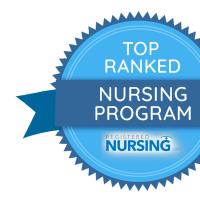 Blue badge reading "Top Ranked Nursing Program"